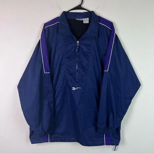 Reebok Men's Windbreaker Size Large Blue and Purple Zip Up